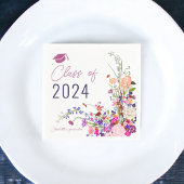 シックモダンワイルドフラワースクリプトクラス卒業 スタンダードカクテルナプキン