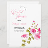 シックモダンワイルドフラワースクリプトブライダルシャワー 招待状 (正面/裏面)