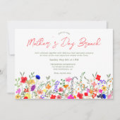 シックモダンワイルドフラワースクリプトマザーのデイブランチ 招待状 (正面)