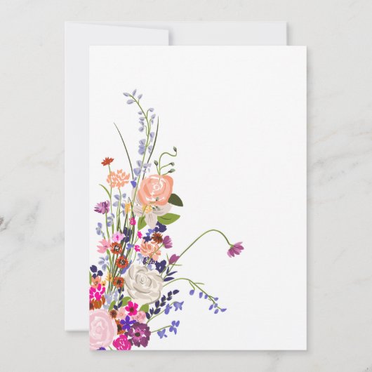 シックモダンワイルドフラワースクリプトマザーのデイブランチ 招待状 (裏面)