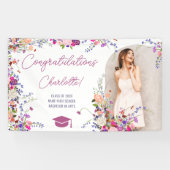 シックモダンワイルドフラワースクリプト写真卒業 横断幕 (横)