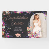 シックモダンワイルドフラワースクリプト写真卒業 横断幕 (横)