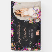 シックモダンワイルドフラワースクリプト写真卒業 横断幕 (縦)