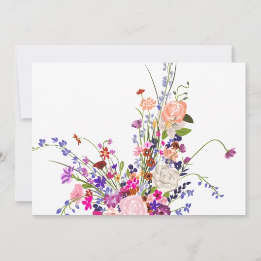 シックモダンワイルドフラワースクリプト写真第1誕生日 招待状 (裏面)