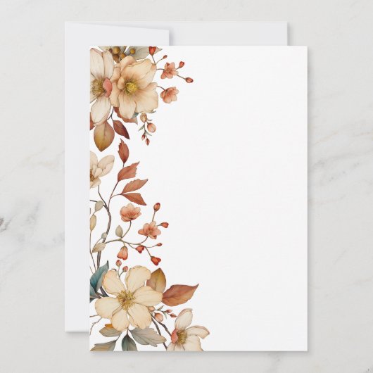 シックモダンワイルドフラワースクリプト1stバースデーガール 招待状 (裏面)