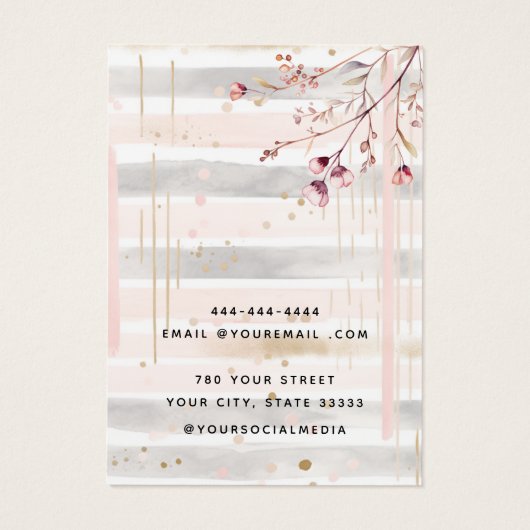 シックモダンワイルドフラワーフローライヤリング表示カード (裏面)