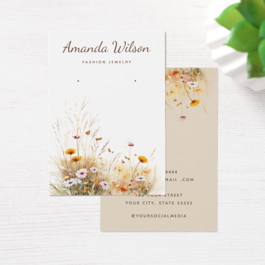 シックモダンワイルドフラワーフローライヤリング表示カード (デスク)