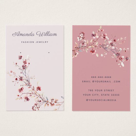 シックモダンワイルドフラワーフローライヤリング表示カード (正面&裏面)