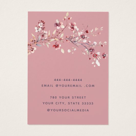 シックモダンワイルドフラワーフローライヤリング表示カード (裏面)