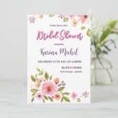 シックモダンワイルドフラワーブライダルシャワー 招待状 (スタンド正面)