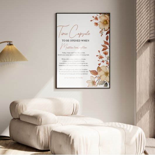 シックモダンワイルドフラワー1stバースデーガール ポスター