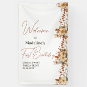 シックモダンワイルドフラワー1stバースデーガール 横断幕 (縦)