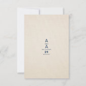 シックモダンヴィンテージアイボリーネイビーブルーフローラズ結婚 招待状 (裏面)