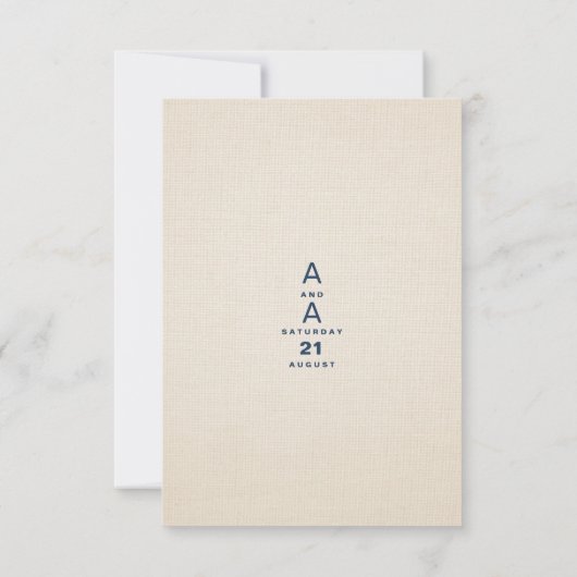 シックモダンヴィンテージアイボリーネイビーブルーフローラズ結婚 招待状 (裏面)