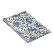 シックモダンヴィンテージアイボリーネービーブルーフローラルパターン ノートブック (右側)