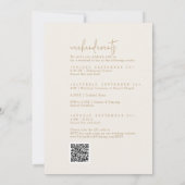 シックモダンヴィンテージ金ゴールドウィークエンドイベントQR結婚s 招待状 (裏面)