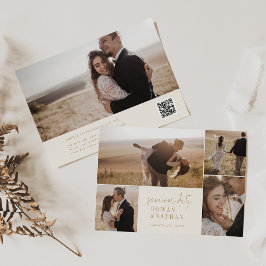 シックモダンヴィンテージ金ゴールドフォトコラージュ セーブザデート