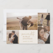 シックモダンヴィンテージ金ゴールドフォトコラージュ セーブザデート (正面)