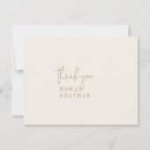 シックモダンヴィンテージ金ゴールドフラ結婚ット サンキューカード (正面)