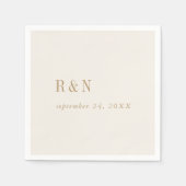 シックモダンヴィンテージ金ゴールドモノグラム結婚ズ スタンダードカクテルナプキン (正面)