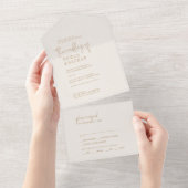 シックモダンヴィンテージ金ゴールド結婚ズ オールインワン招待状 (貼ってはがせる)