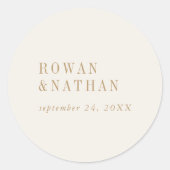 シックモダンヴィンテージ金ゴールド結婚封筒用シール ラウンドシール (正面)