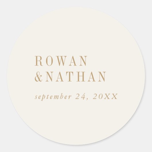 シックモダンヴィンテージ金ゴールド結婚封筒用シール ラウンドシール (正面)