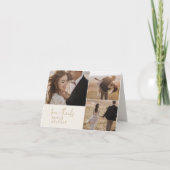 シックモダンヴィンテージ金ゴールド3結婚写真折り畳み サンキューカード (正面)