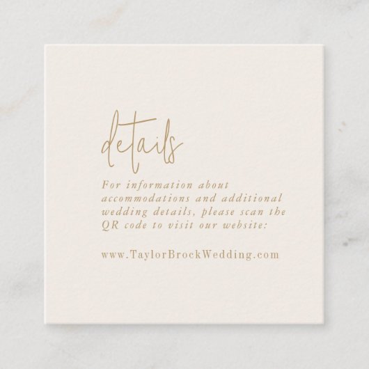 シックモダンヴィンテージ金ゴールドQRコード詳細 エンクロージャーカード (正面)