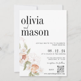 シックモダン予算結婚式招待状付き/Rsvp 招待状