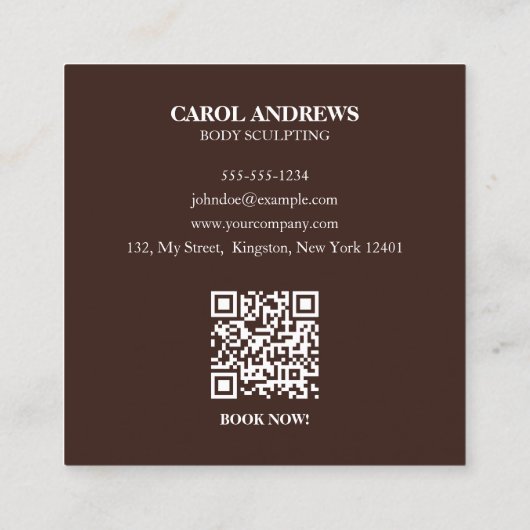 シックモダン体彫刻Waxing Massage QRコード スクエア名刺 (裏面)