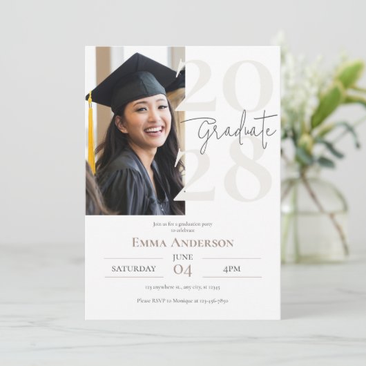 シックモダン写真卒業 招待状 (スタンド正面)