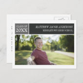 シックモダン卒業式はがき – 黒 インビテーションポストカード (正面/裏面)