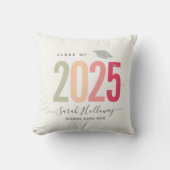 シックモダン卒業式赤面ピンクグラード写真 クッション (正面)