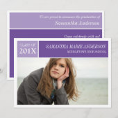 シックモダン卒業招待状-紫/紫 招待状 (正面/裏面)