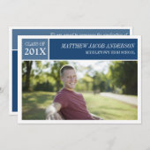 シックモダン卒業招待状-青 招待状 (正面/裏面)