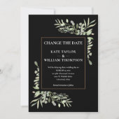 シックモダン変更の日付の水色の緑 招待状 (正面)