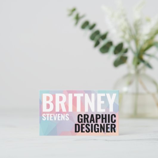 シックモダン幾何エレガントパステルトライアングルQR 名刺 (スタンド正面)