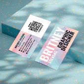 シックモダン幾何エレガントパステルトライアングルQR 名刺