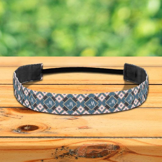 シックモダン幾何学的フローラモノグラムパターン アスレチックヘッドバンド