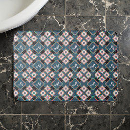 シックモダン幾何学的フローラモノグラムパターン バスマット