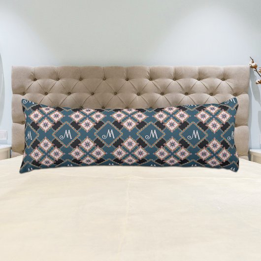 シックモダン幾何学的フローラモノグラムパターン ボディピロー