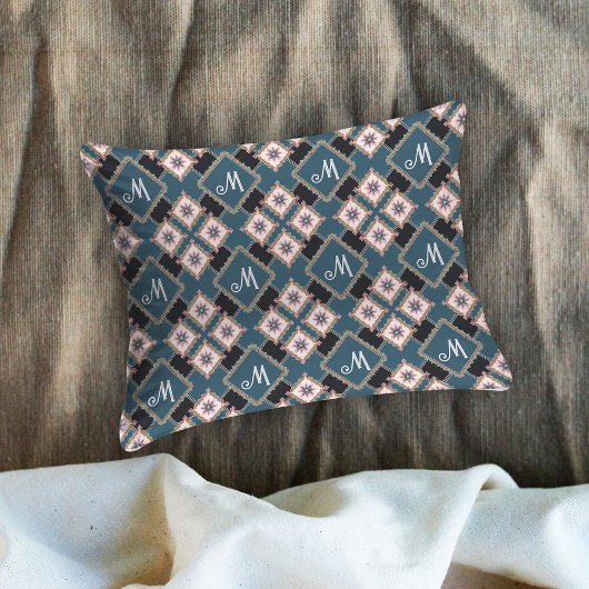 シックモダン幾何学的フローラモノグラムパターン 枕カバー