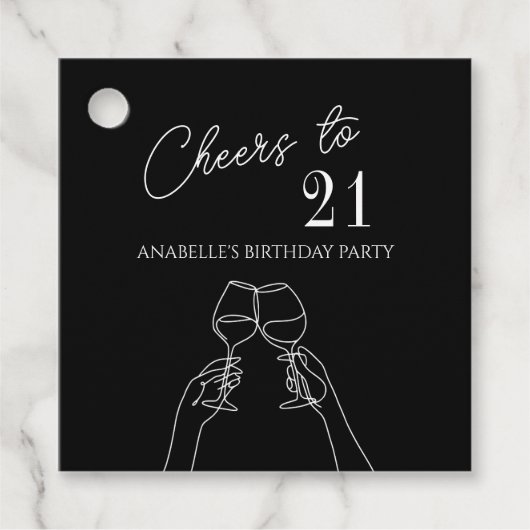シックモダン応援21歳の誕生日パーティー フェイバータグ (正面)