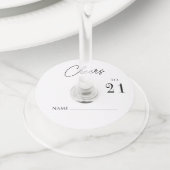 シックモダン応援21誕生日パーティー ワイングラスタグ (クローズアップ)