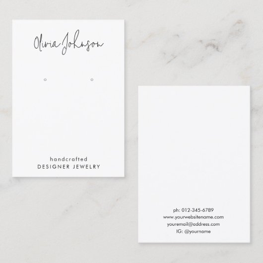 シックモダン手文字ジュエリーイヤリングディスプレイ 名刺 (正面/裏面)