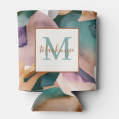 シックモダン抽象芸術テラコッタティール(緑がかった色) 缶クーラー (裏面)