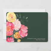 シックモダン抽象芸術ピンクフローラカスタムウェディング 招待状 (裏面)