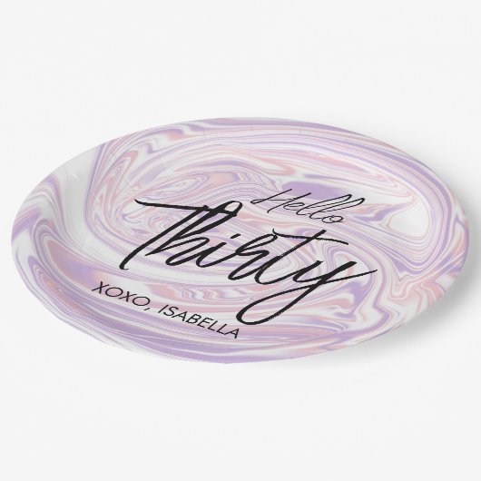 シックモダン抽象芸術大理石30歳の誕生日 ペーパープレート (アングル)