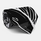 シックモダン抽象芸術白黒フローラ水色 ネクタイ (ロール)